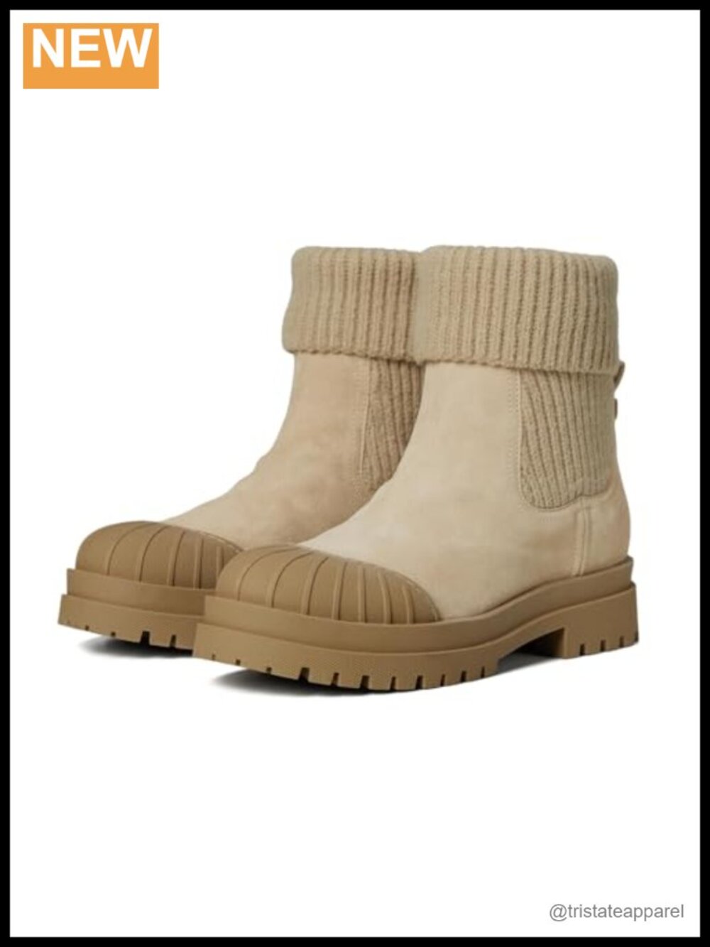 Cozy Leather Hiking Bootie Slip-On Women's Ankle Boots Chunky Lug Sole